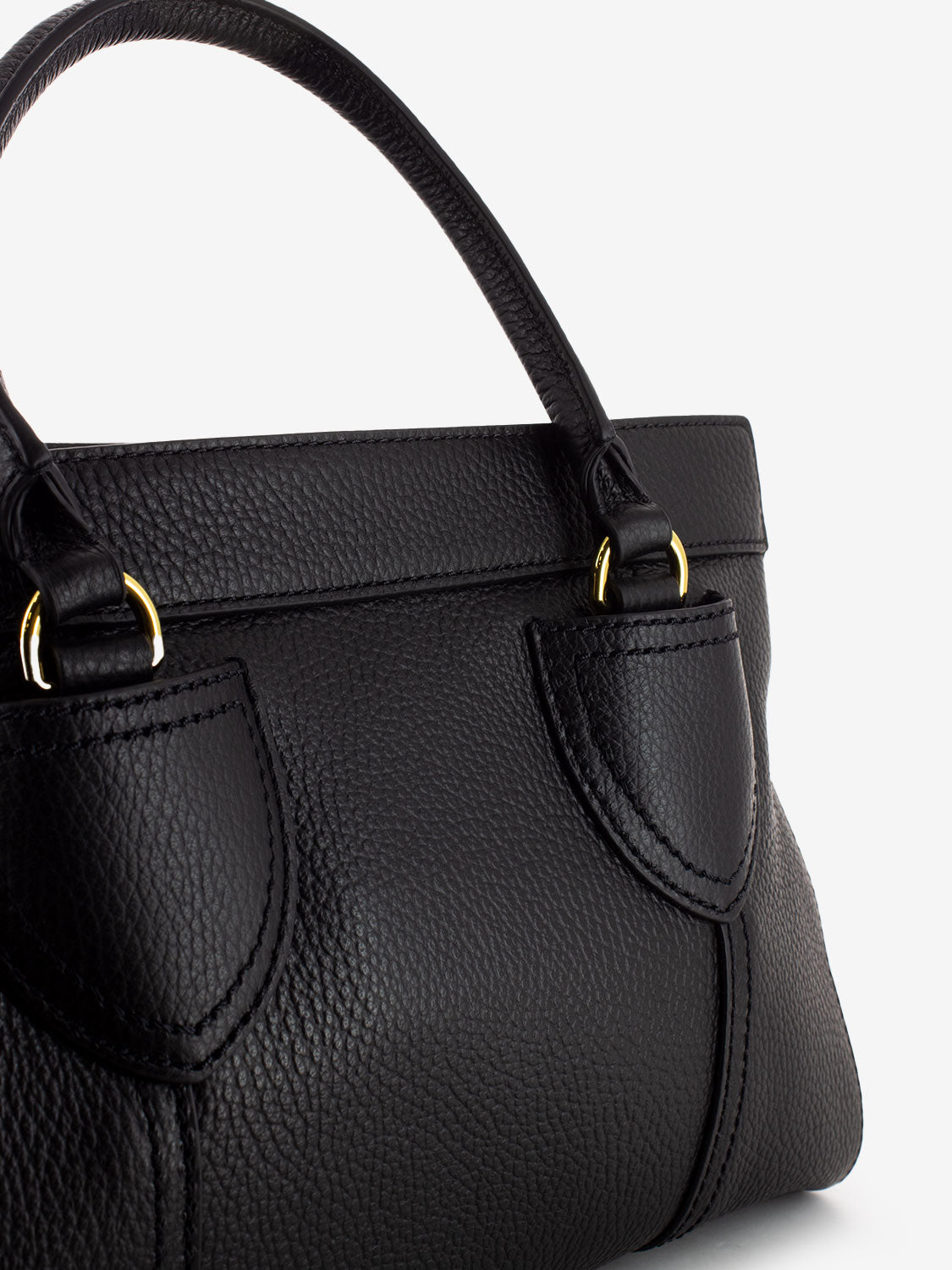 Borsa a mano in pelle martellata nera