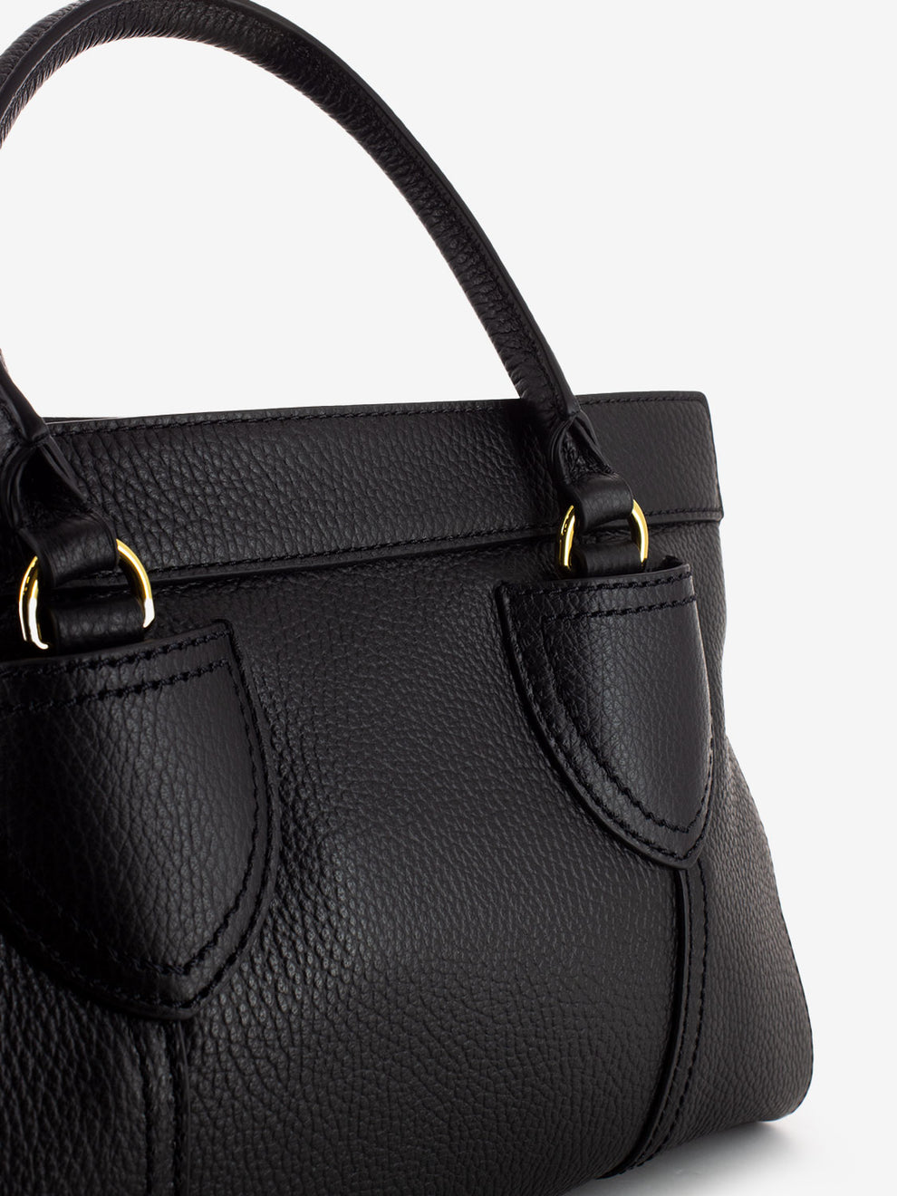 Borsa a mano in pelle martellata nera