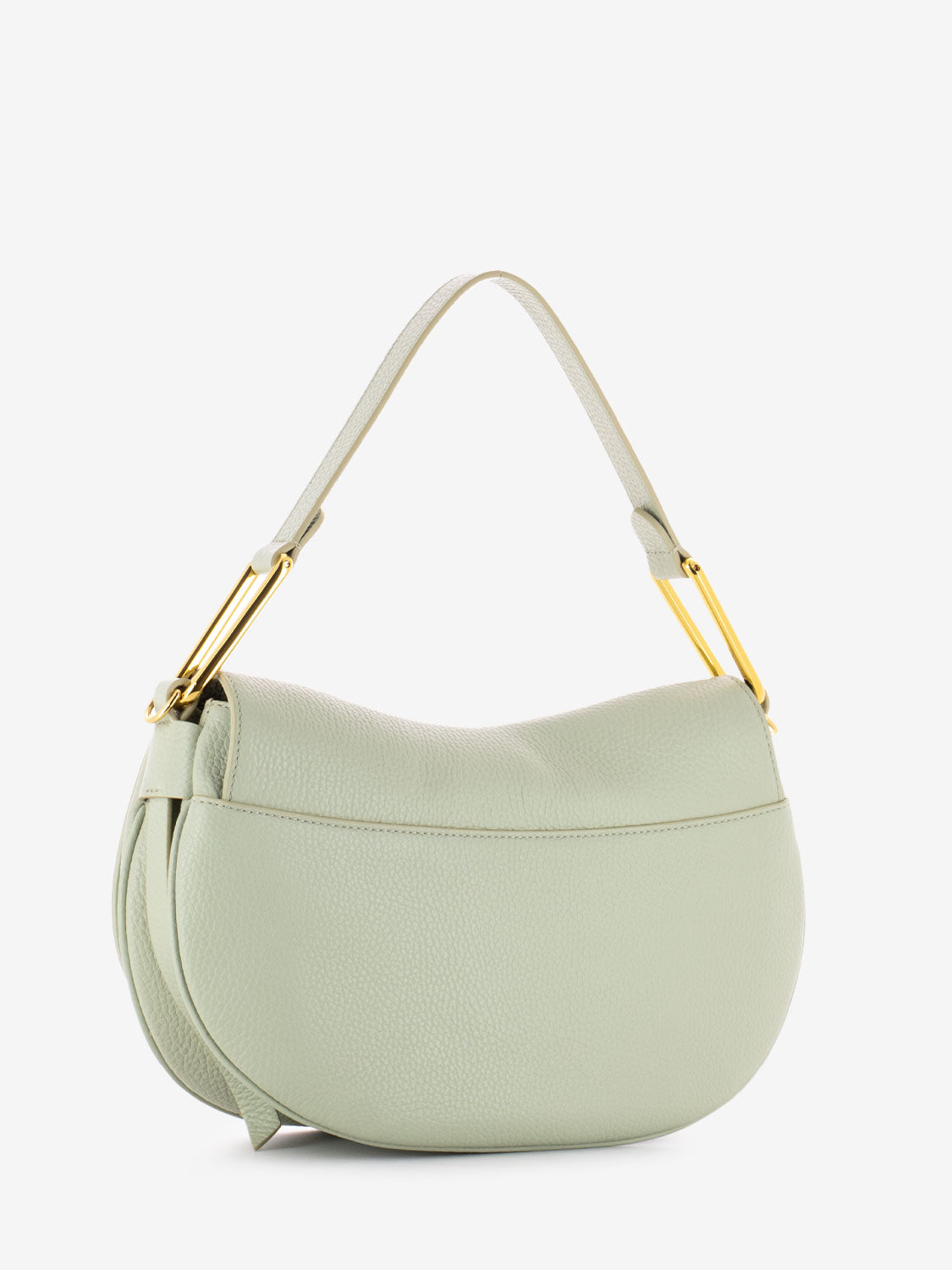 Borsa a spalla grained leather celadon green