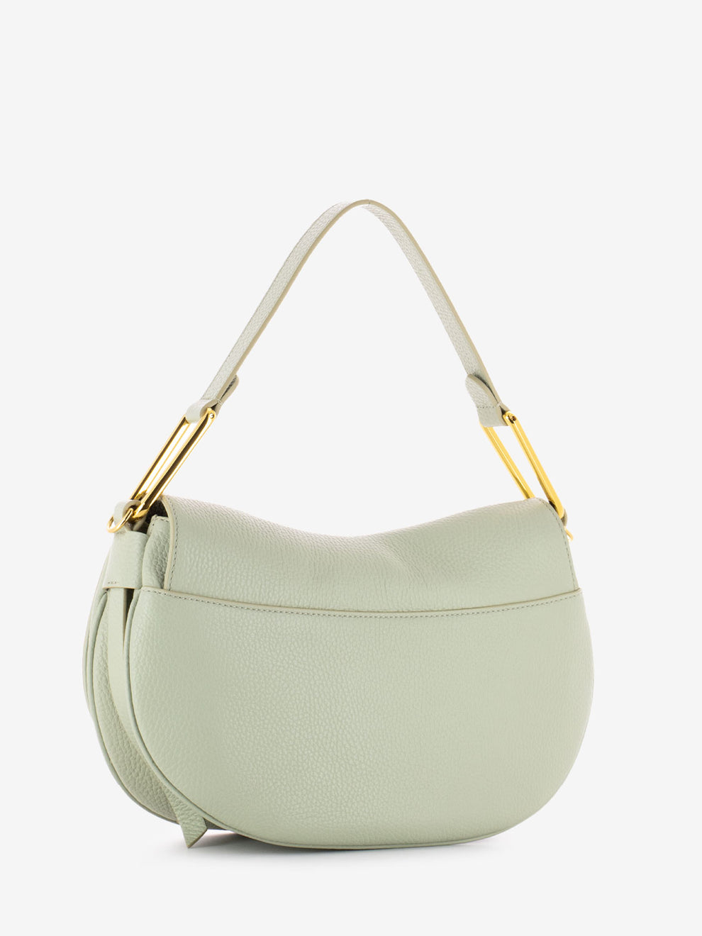 Borsa a spalla grained leather celadon green