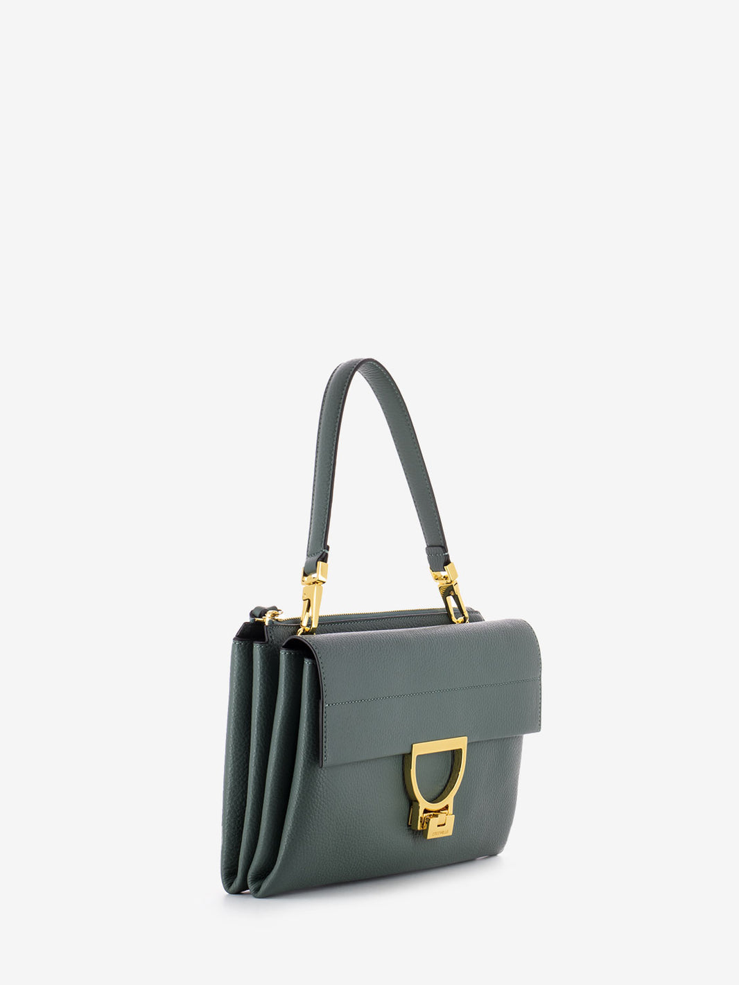 Borsa a spalla grained leather kale green