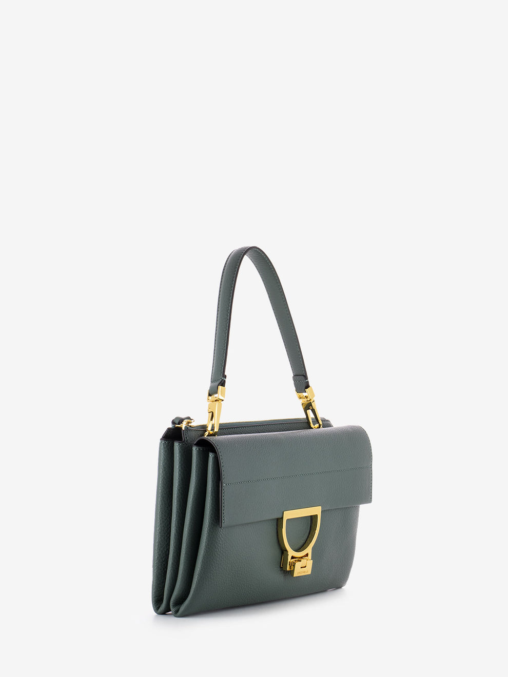 Borsa a spalla grained leather kale green
