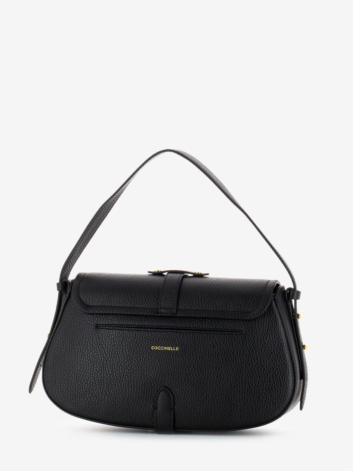 Borsa a spalla in pelle grained noir