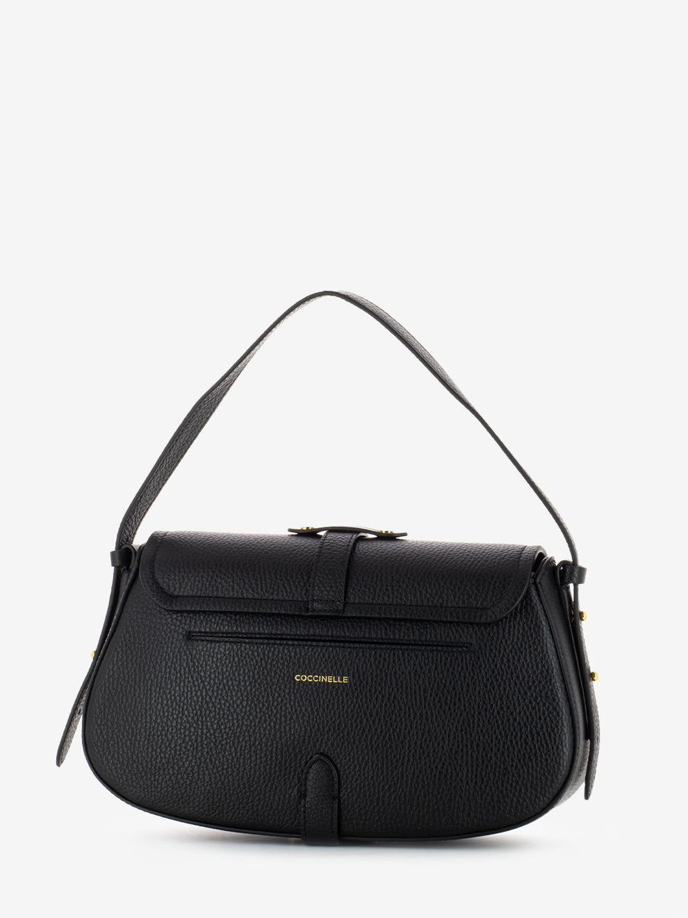 Borsa a spalla in pelle grained noir