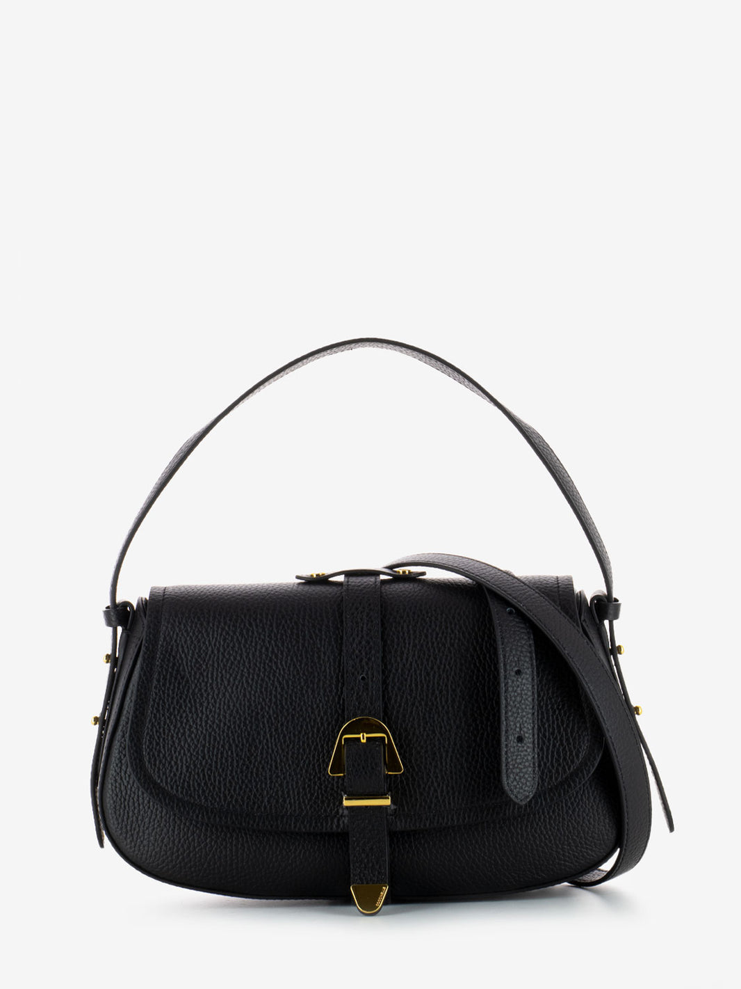 Borsa a spalla in pelle grained noir