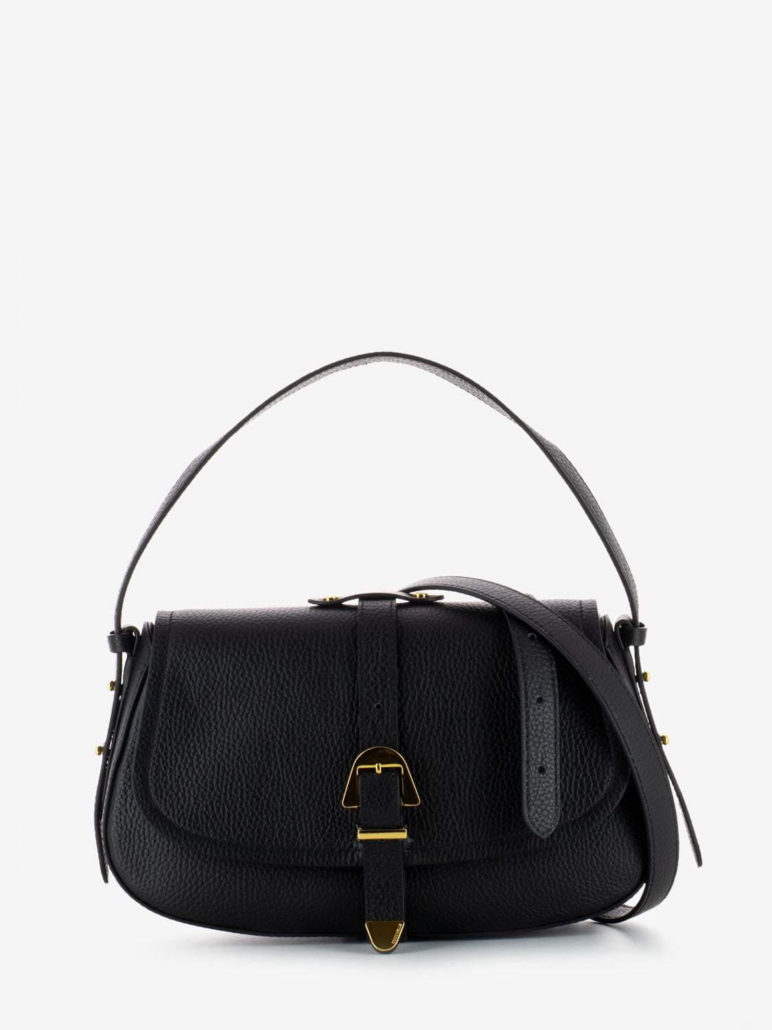 Borsa a spalla in pelle grained noir