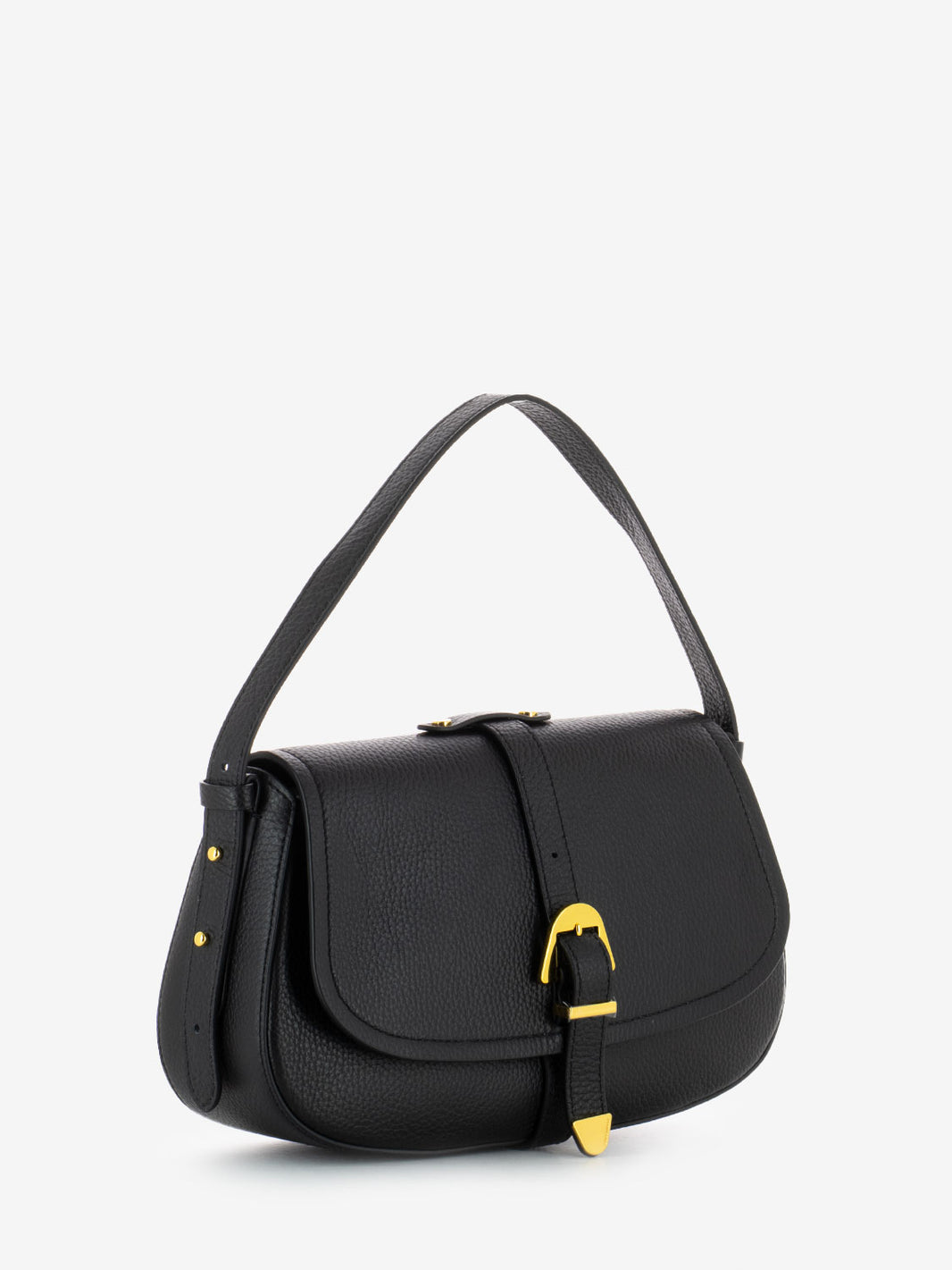 Borsa a spalla in pelle grained noir