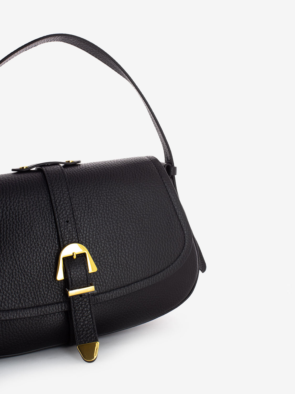 Borsa a spalla in pelle grained noir