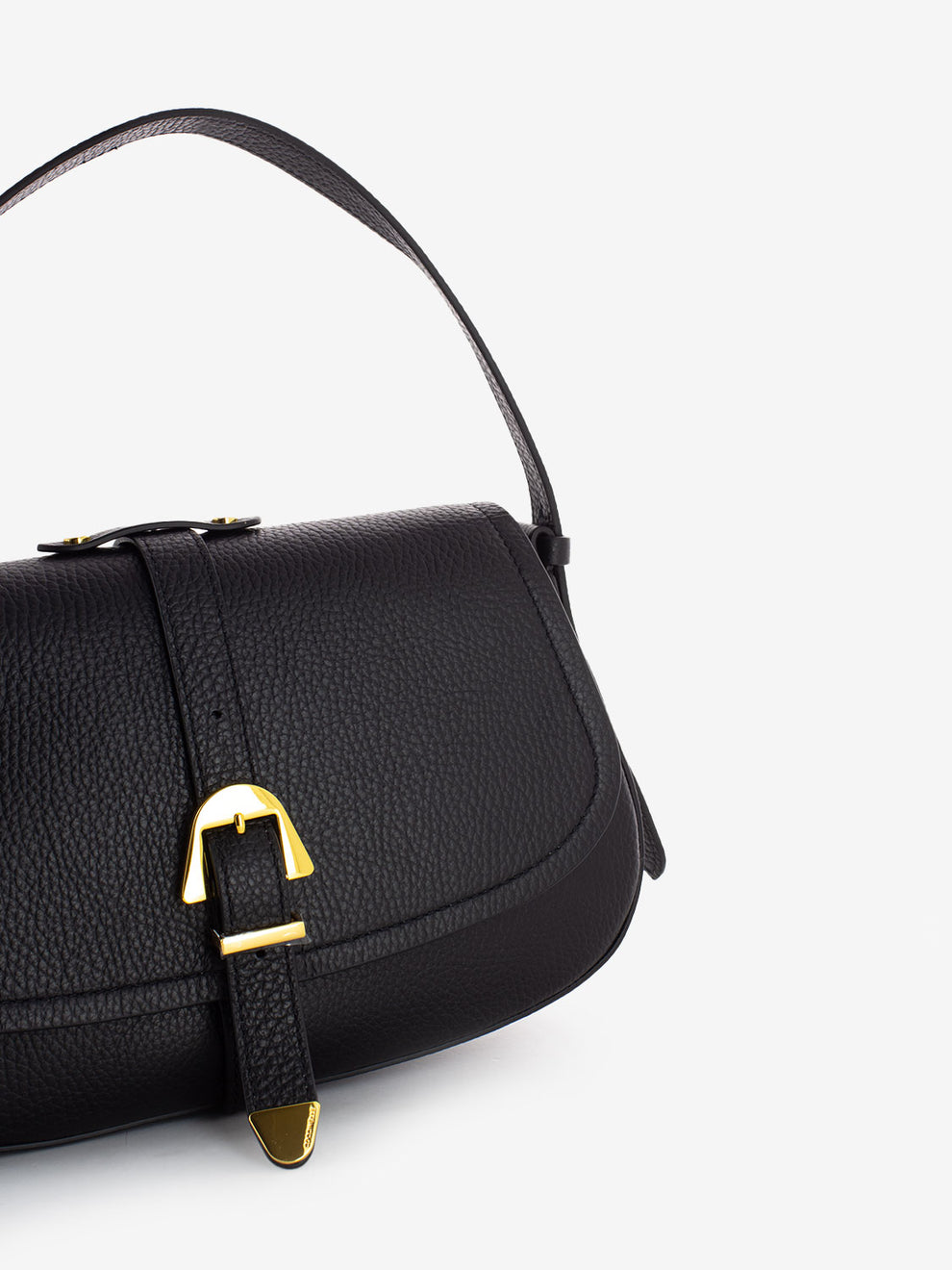 Borsa a spalla in pelle grained noir