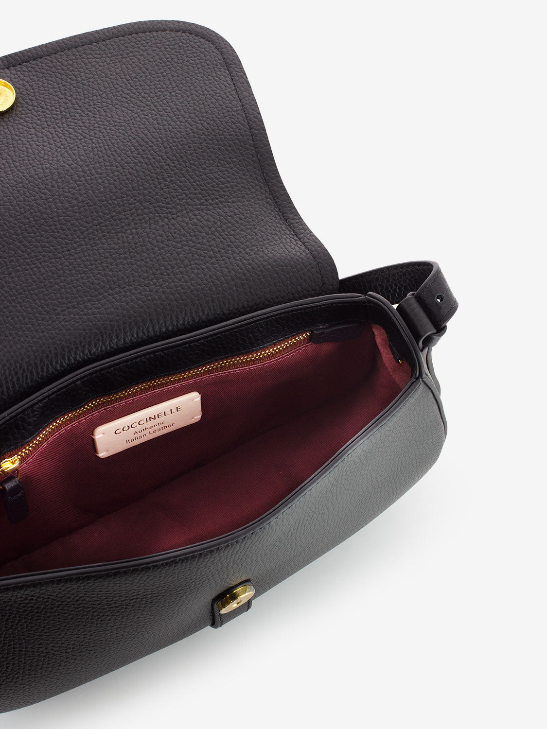 Borsa a spalla in pelle grained noir