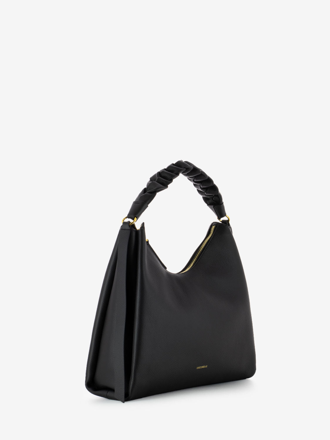 Borsa a spalla in pelle manico treccia noir