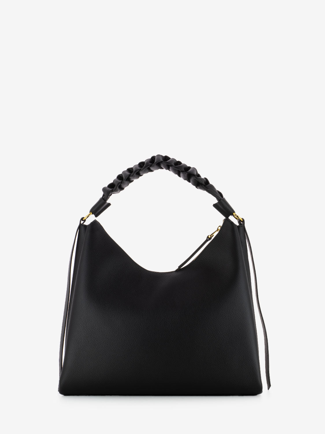 Borsa a spalla in pelle manico treccia noir