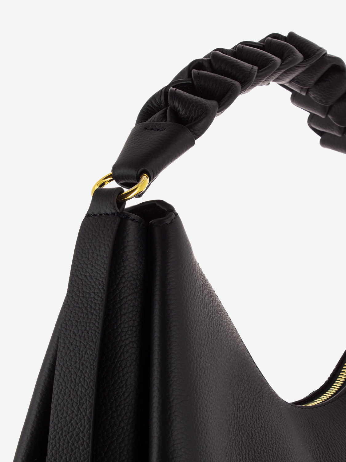 Borsa a spalla in pelle manico treccia noir