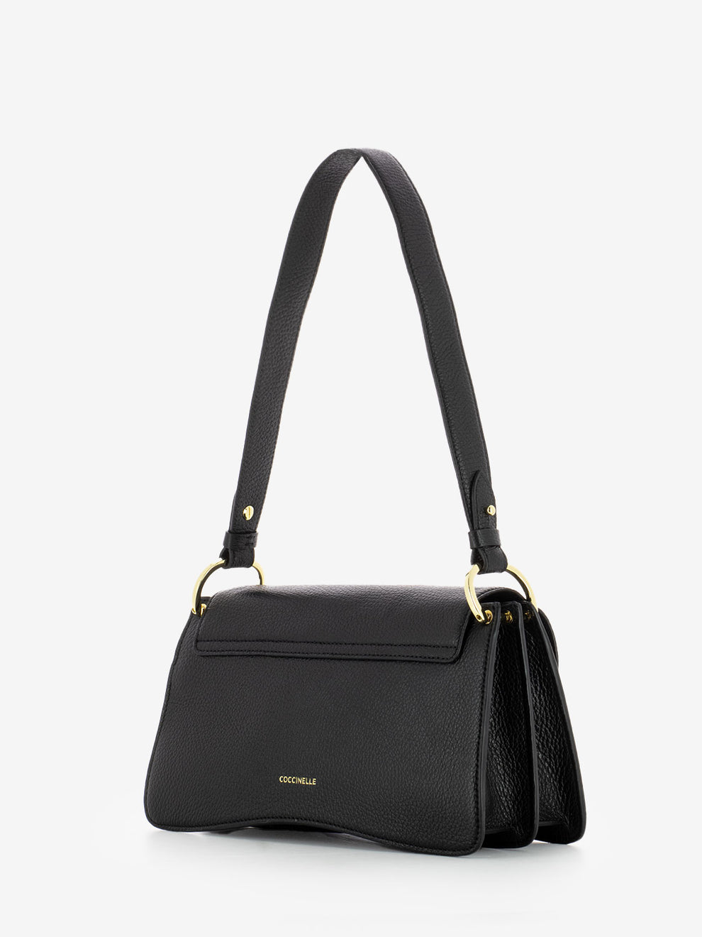Borsa a spalla in pelle martellata nera