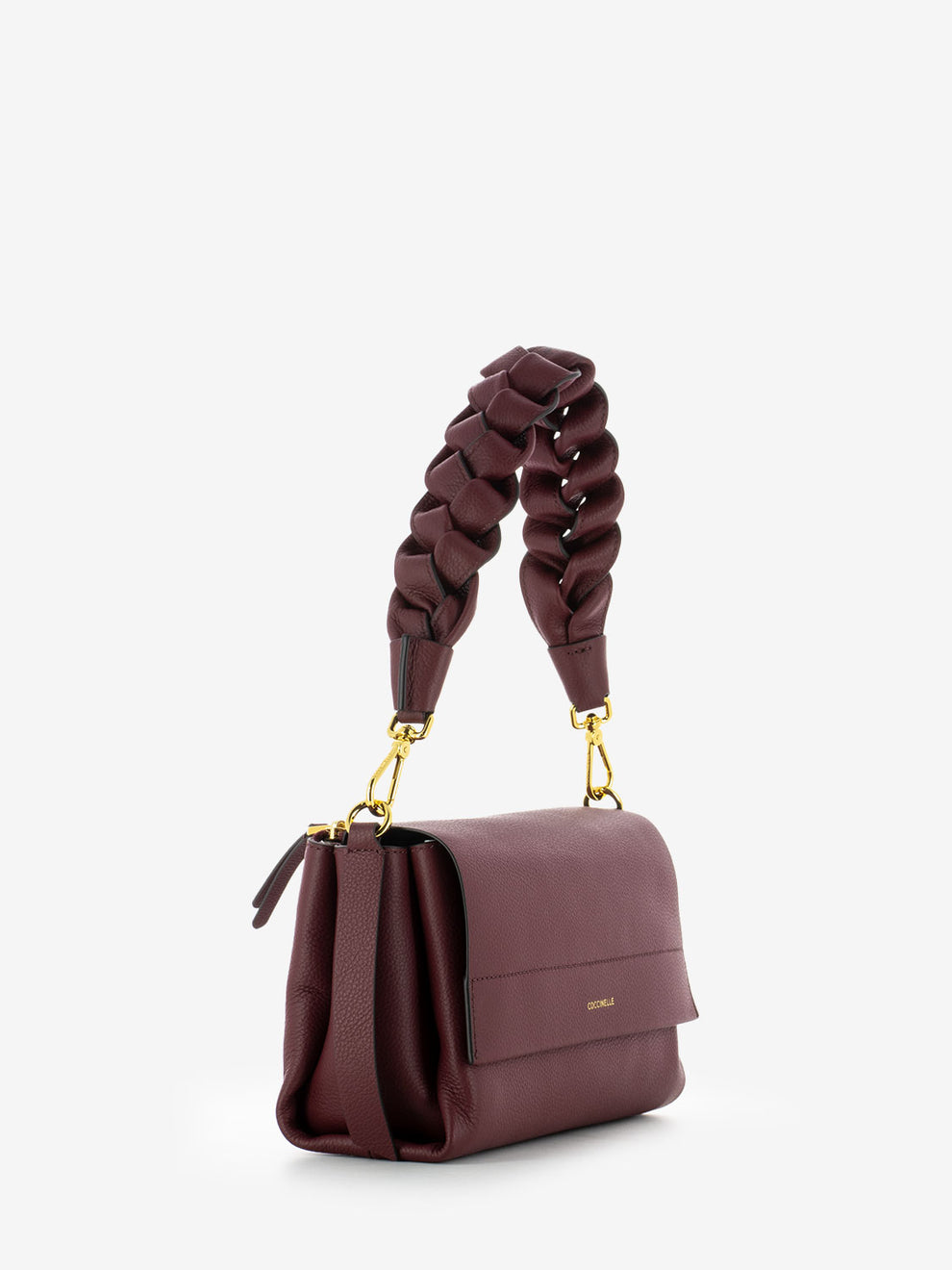 Borsa a spalla in pelle martellata ribes / prune