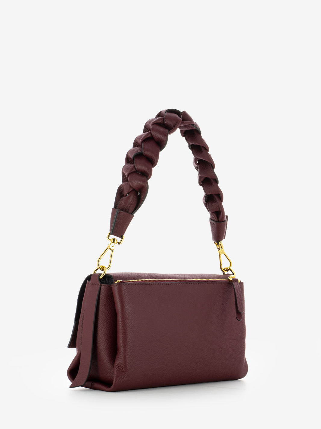 Borsa a spalla in pelle martellata ribes / prune