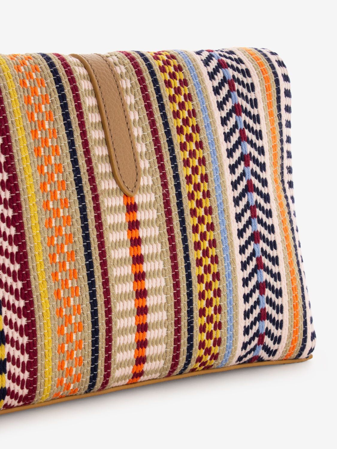 Borsa a spalla pelle e tessuto multicolor / beige