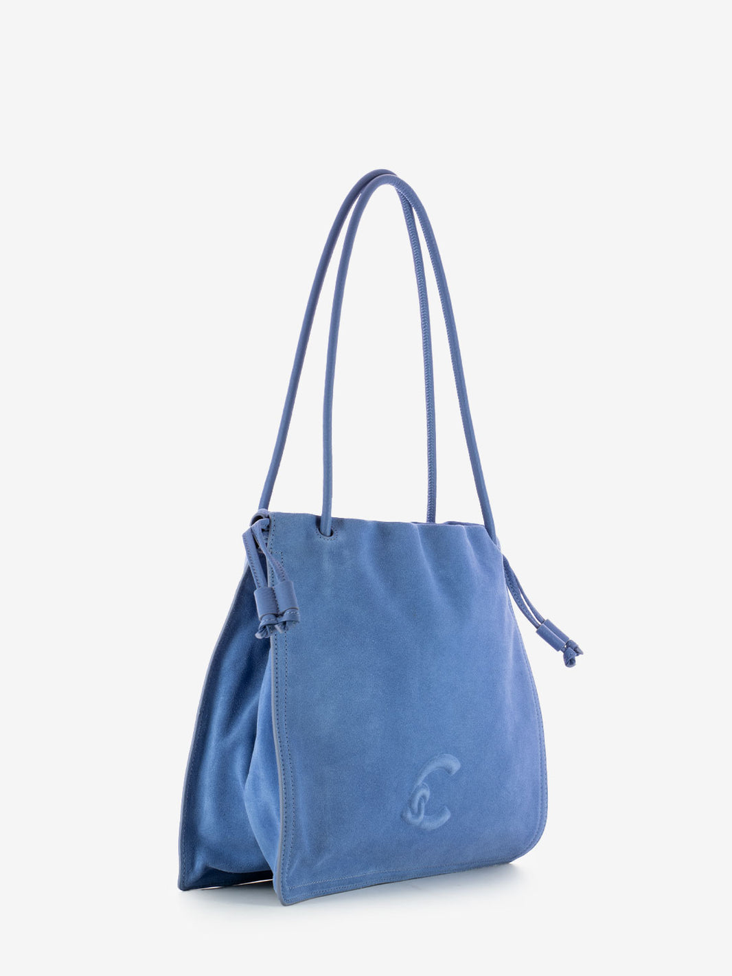 Blue suede shoulder bag
