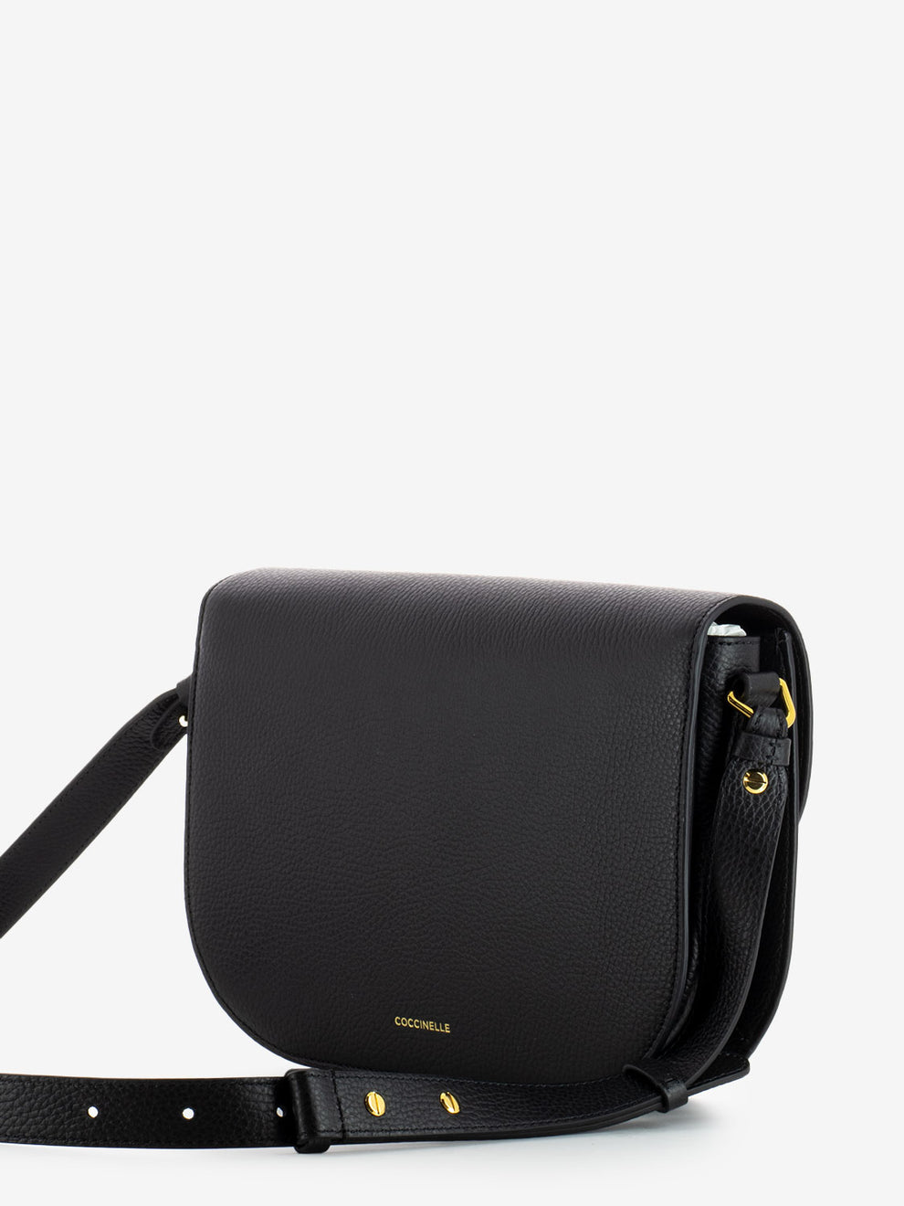 Borsa a tracolla con clip in pelle martellata nera