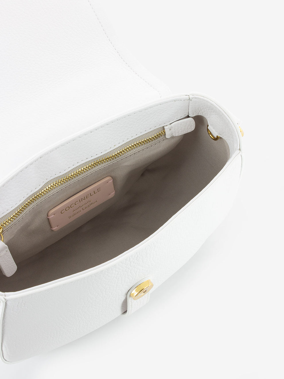 Borsa a tracolla pelle grained brillant white