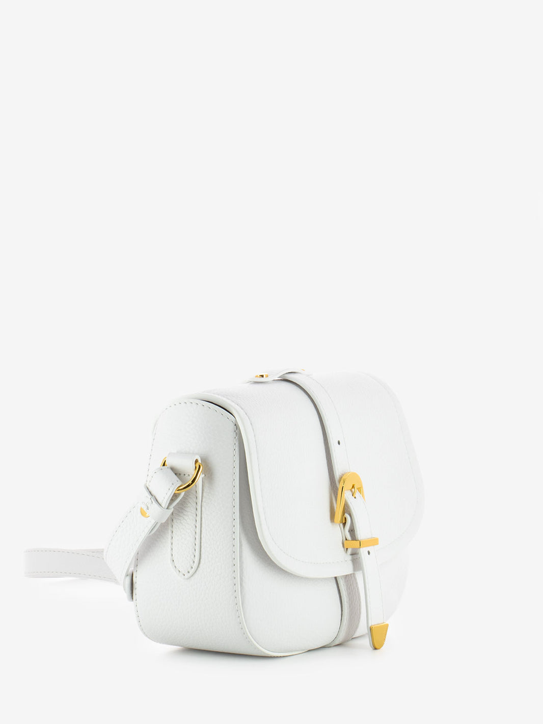 Borsa a tracolla pelle grained brillant white