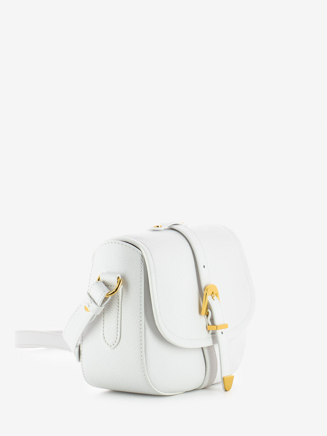 Borsa a tracolla pelle grained brillant white