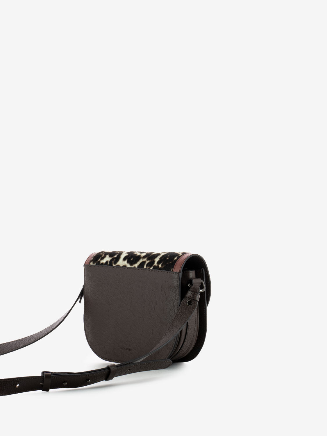 Borsa a tracolla in cavallino animalier marrone