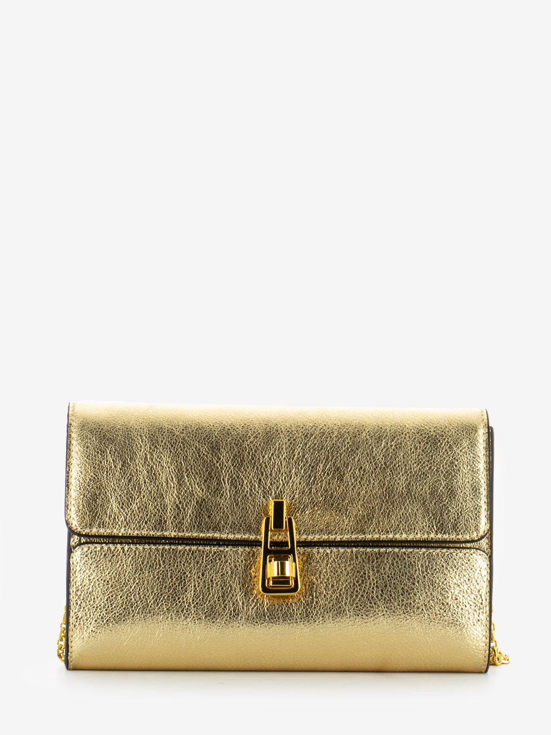 Borsa a tracolla in pelle laminata golden