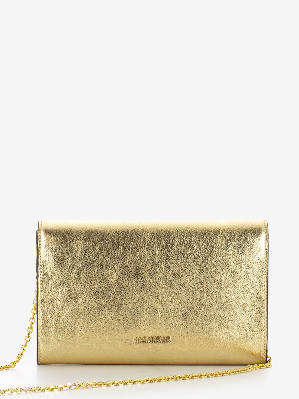 Borsa a tracolla in pelle laminata golden