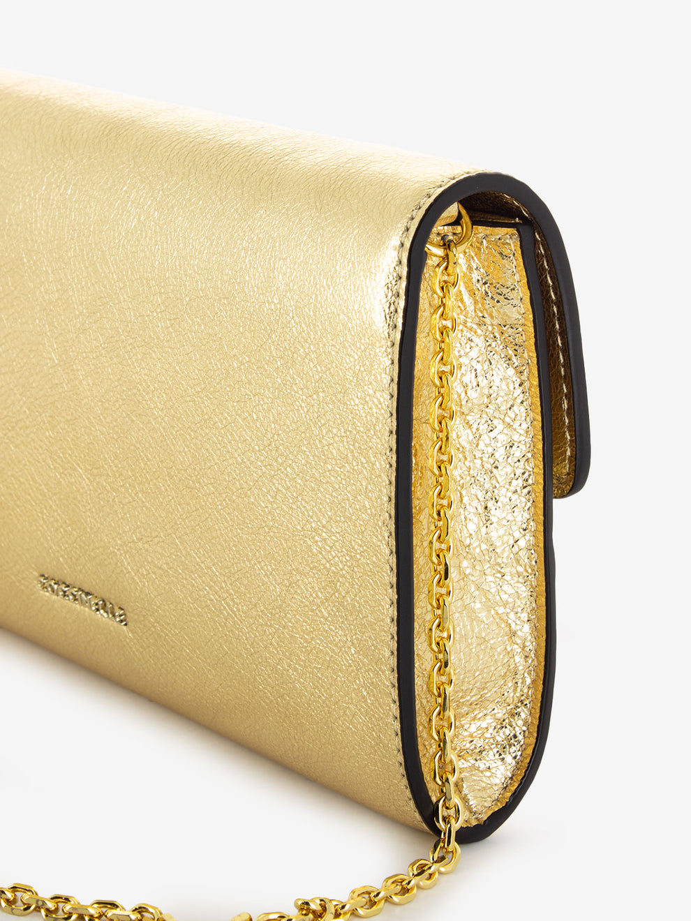 Borsa a tracolla in pelle laminata golden