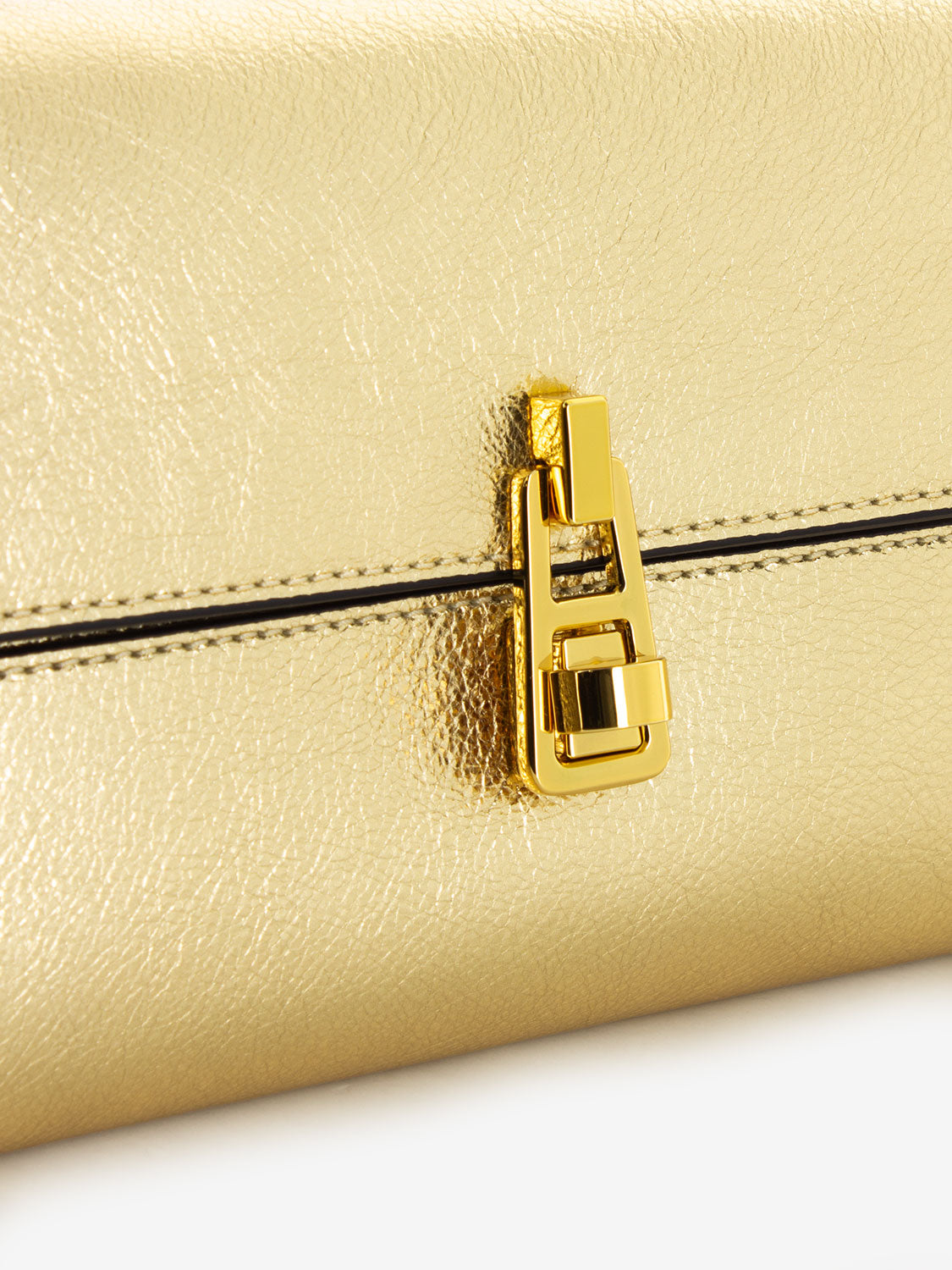 Borsa a tracolla in pelle laminata golden