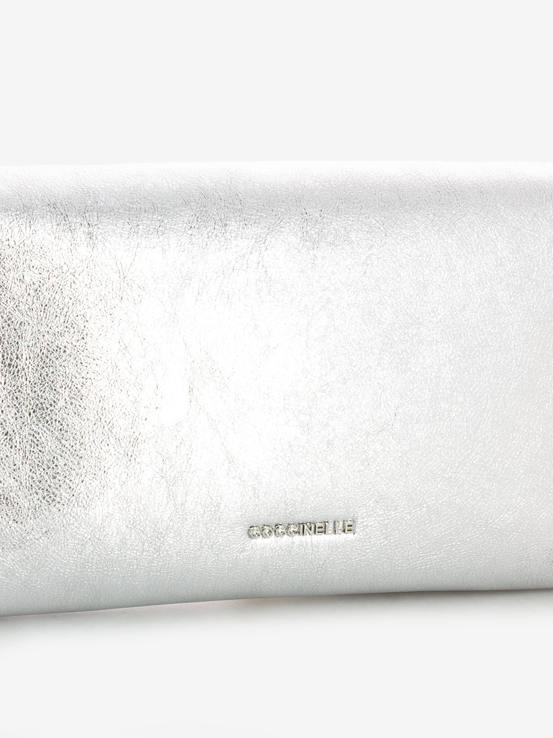 Borsa a tracolla in pelle laminata silver