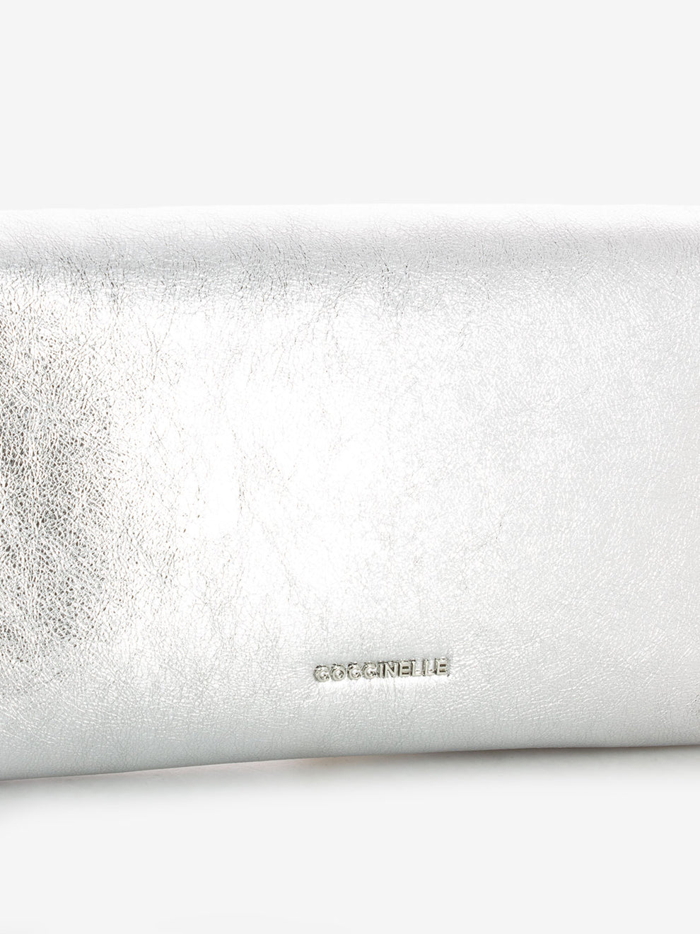 Borsa a tracolla in pelle laminata silver