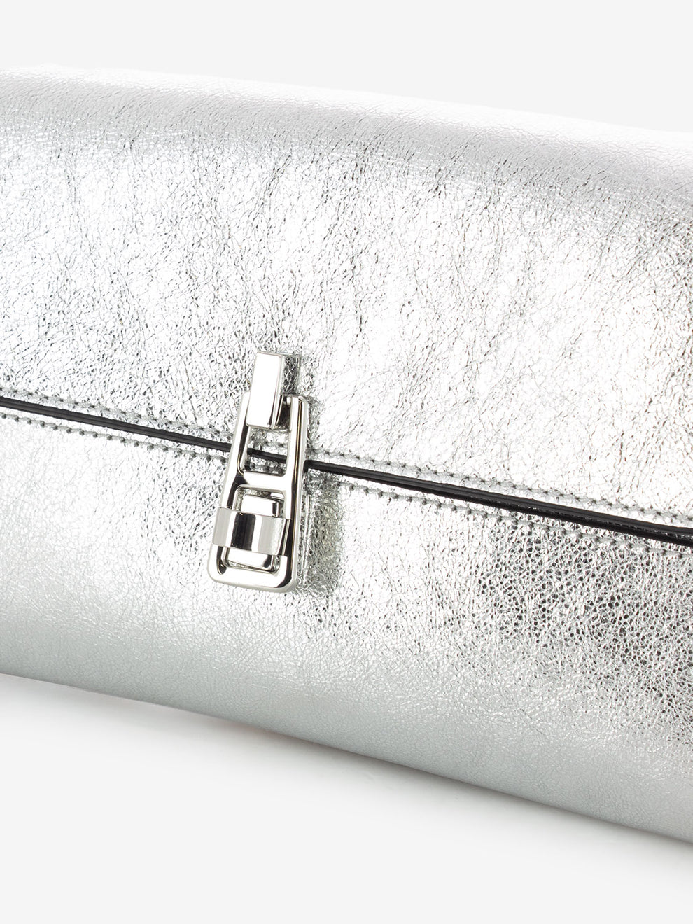 Borsa a tracolla in pelle laminata silver