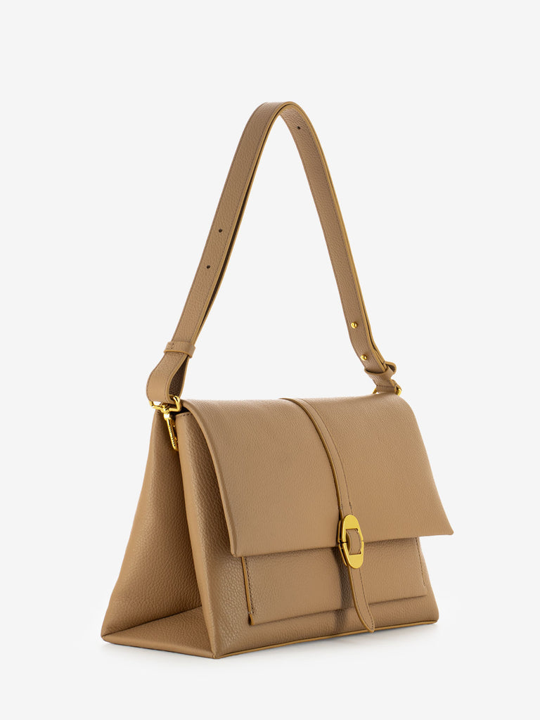 COCCINELLE - Borsa a tracolla in pelle martellata beige