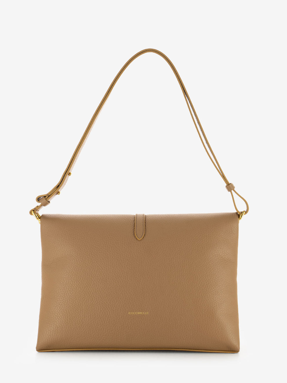 Borsa a tracolla in pelle martellata beige