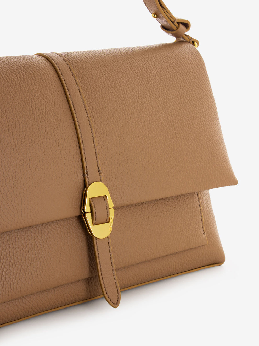 Borsa a tracolla in pelle martellata beige