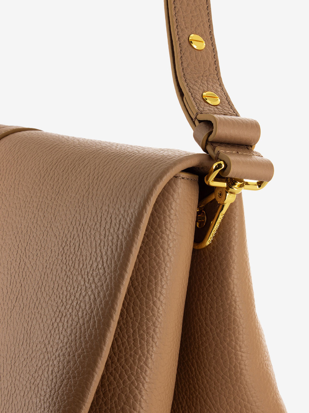 Borsa a tracolla in pelle martellata beige