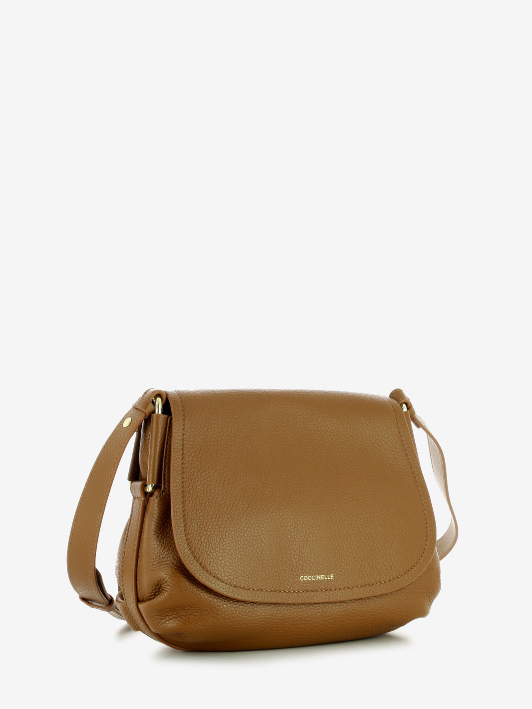 Borsa a tracolla in pelle martellata cognac