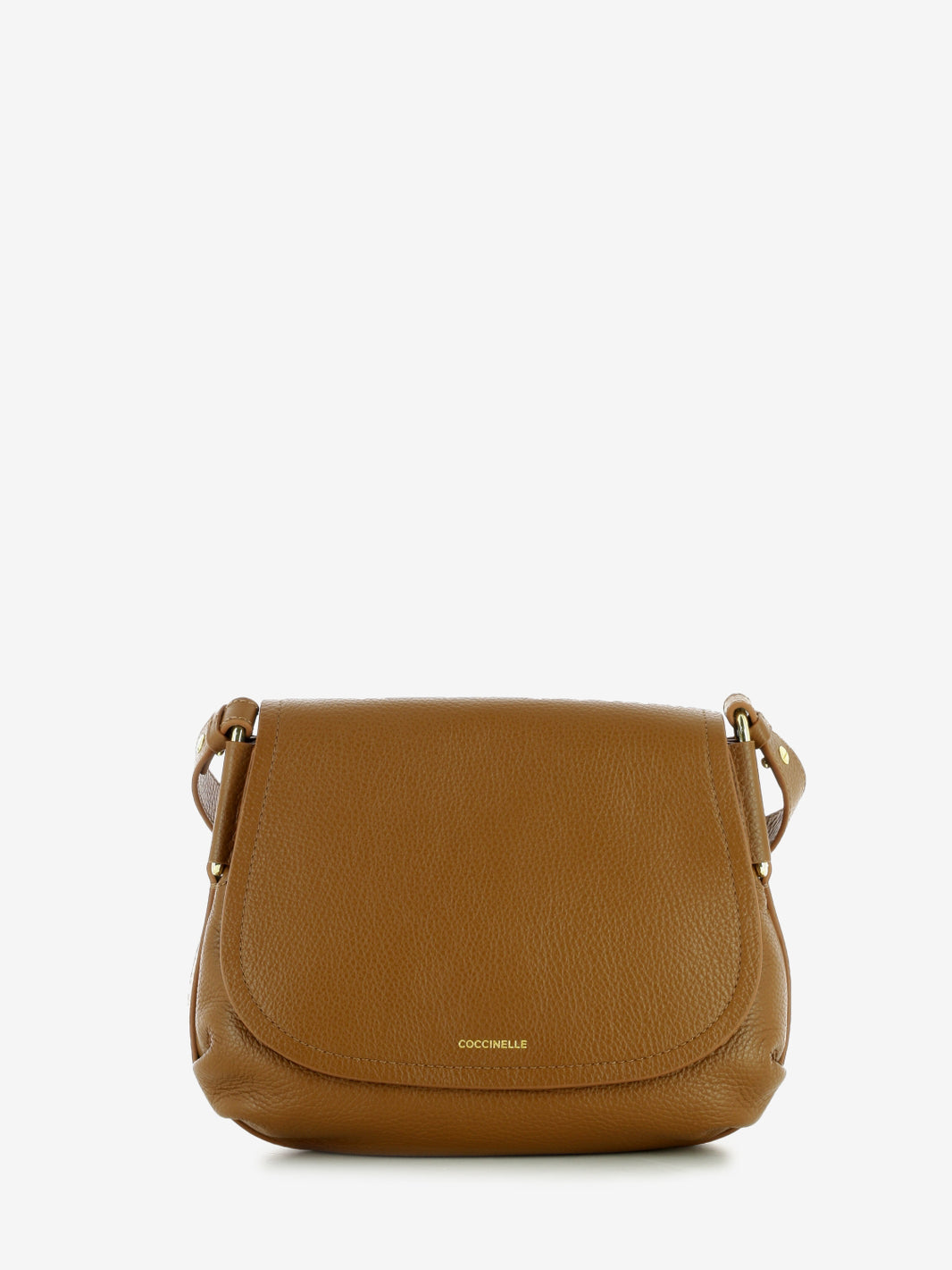 Borsa a tracolla in pelle martellata cognac