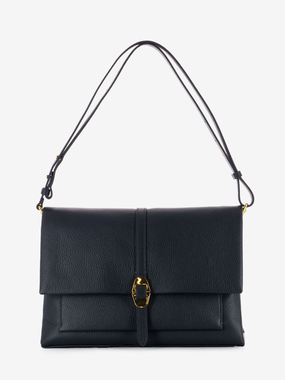 Borsa a tracolla in pelle martellata midnight blue