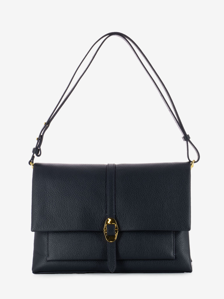 COCCINELLE - Borsa a tracolla in pelle martellata midnight blue