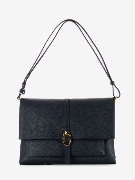 Borsa a tracolla in pelle martellata midnight blue