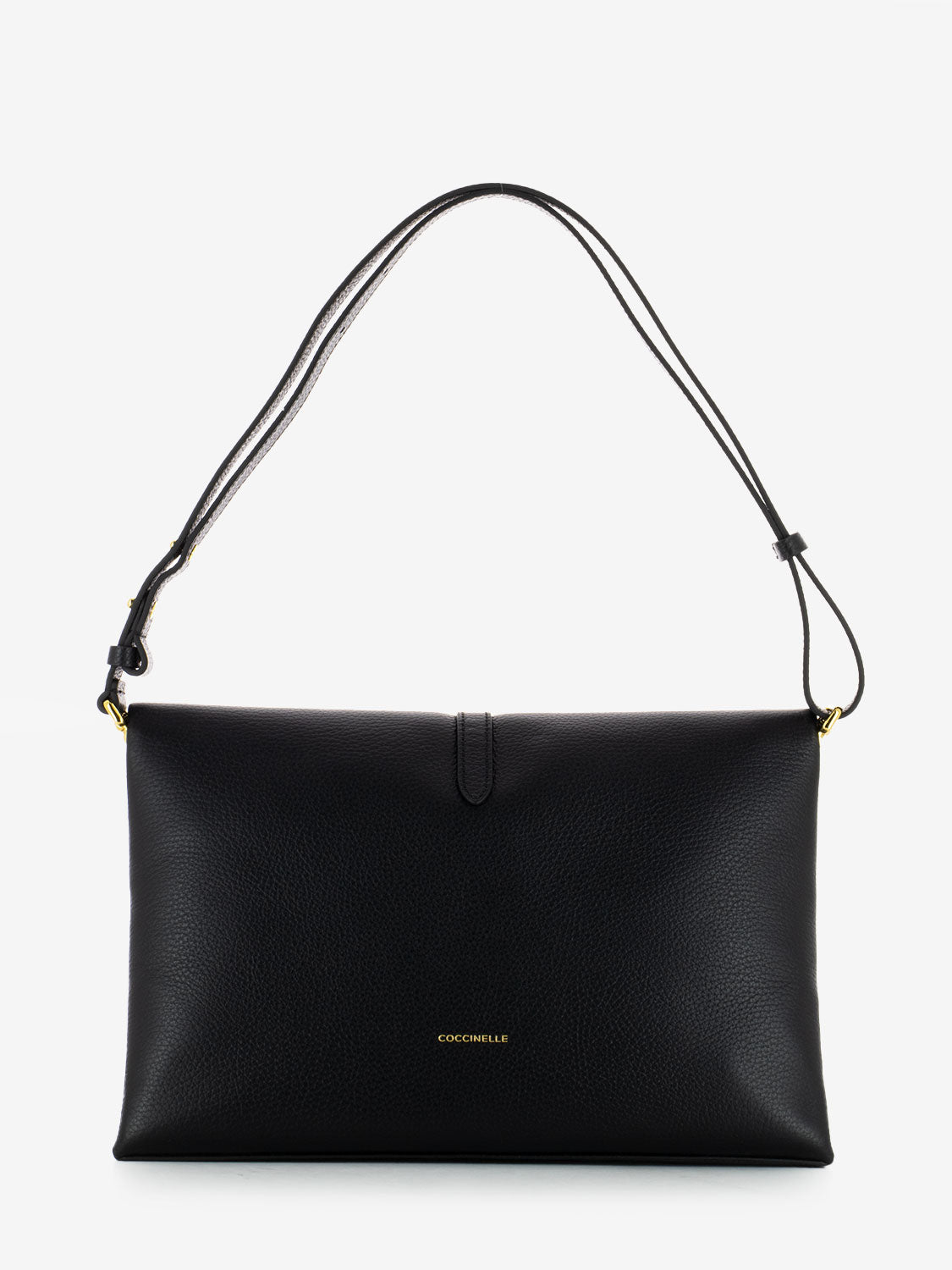 Borsa a tracolla in pelle martellata nera
