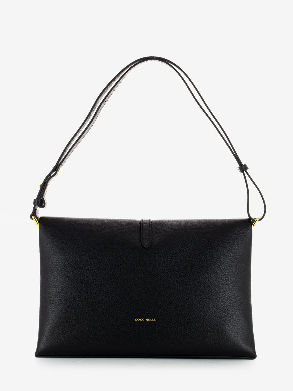Borsa a tracolla in pelle martellata nera