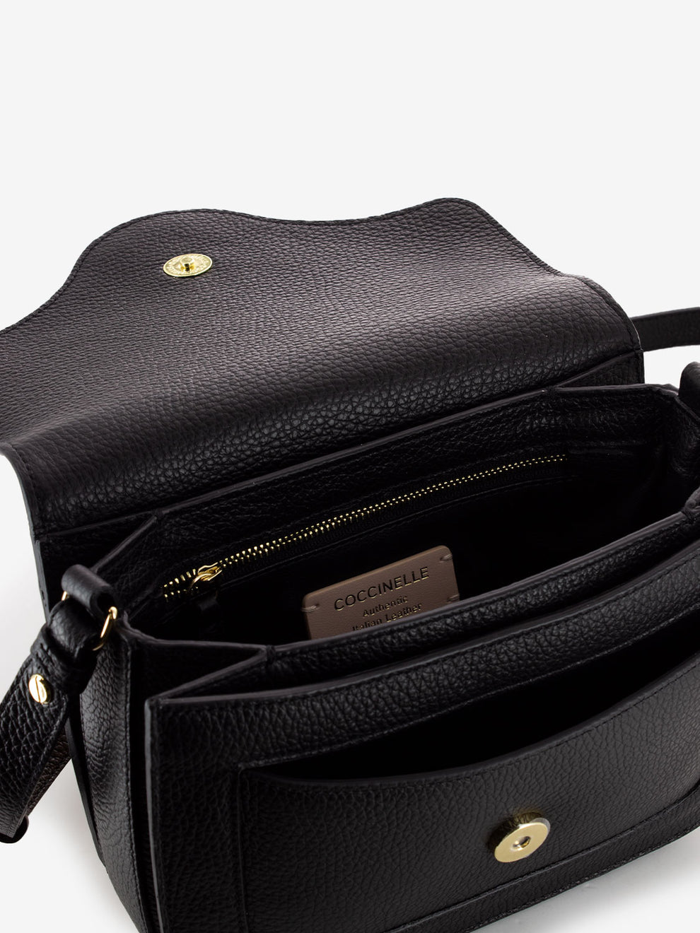 Borsa a tracolla in pelle martellata noir