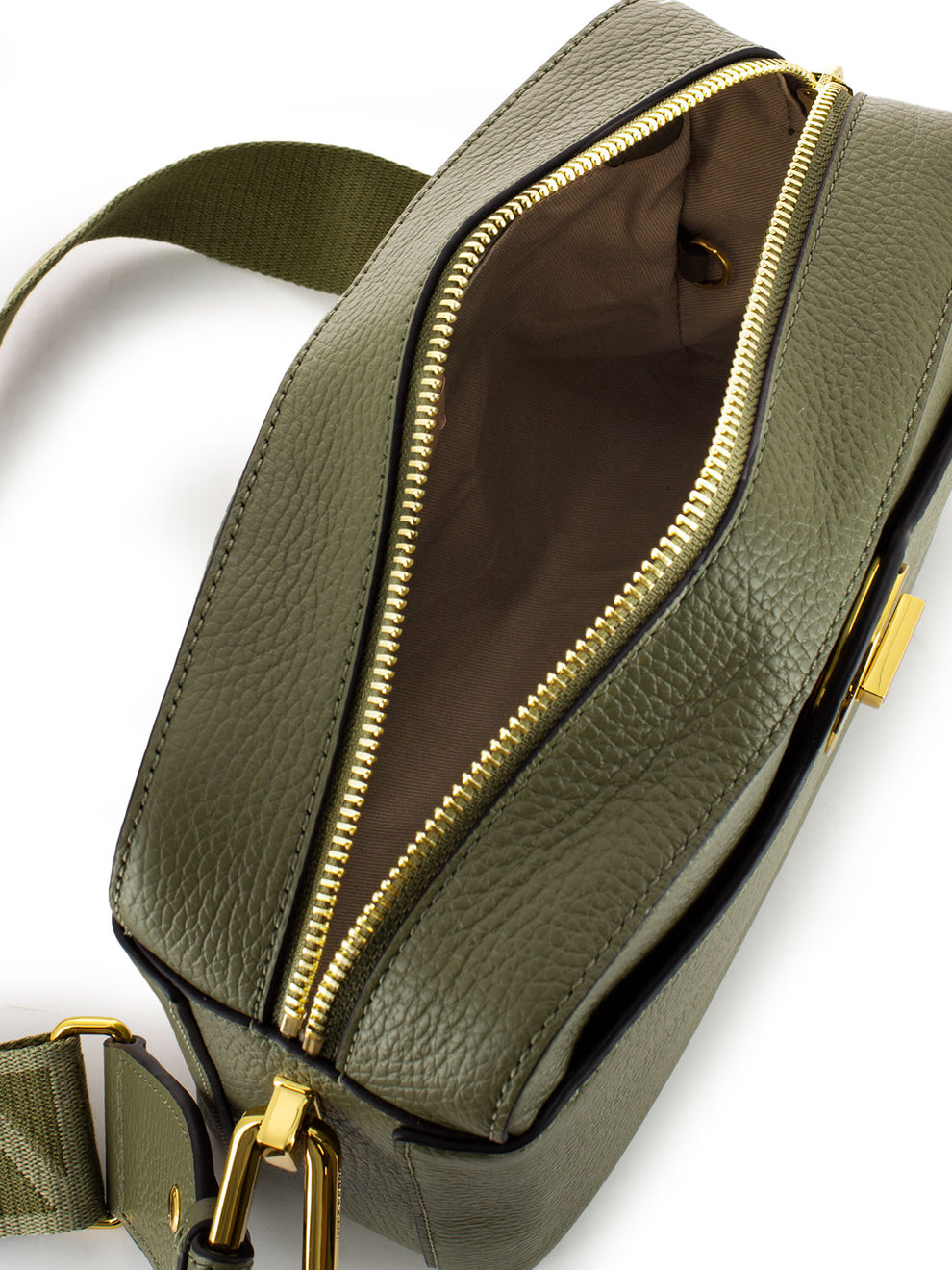 Borsa a tracolla in pelle martellata verde