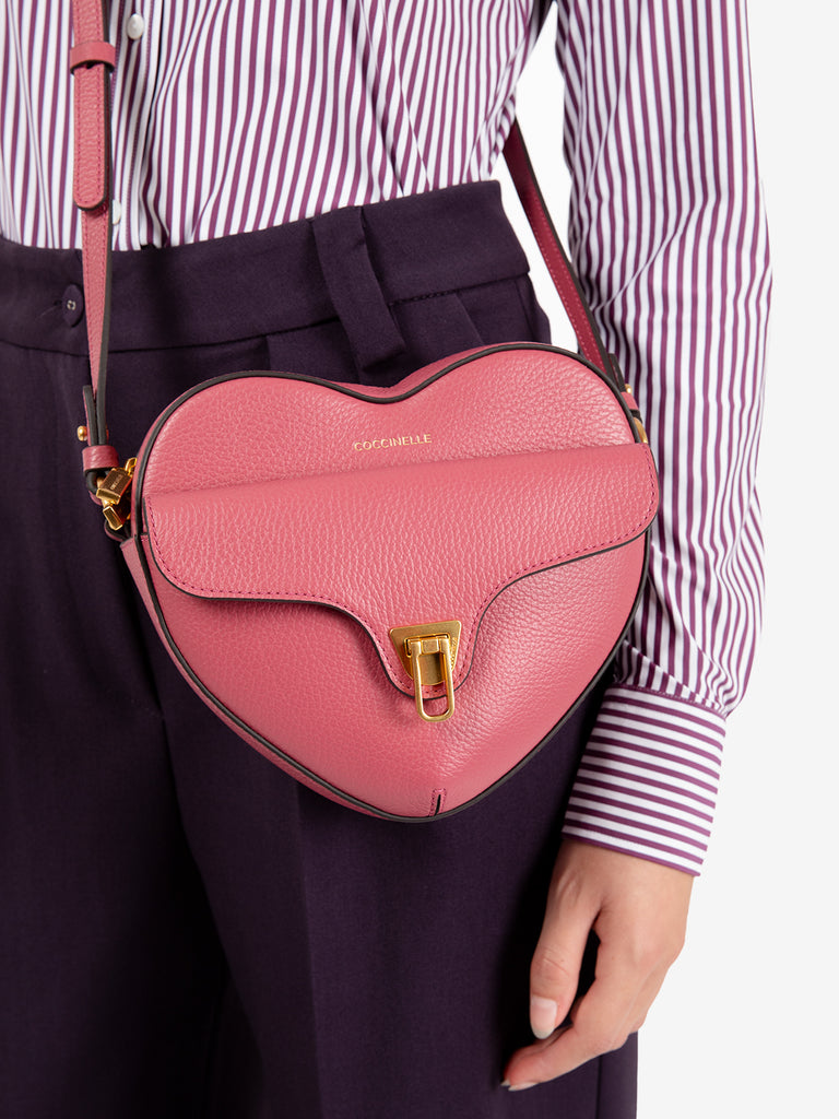 COCCINELLE - Borsa Cuore in pelle rosa