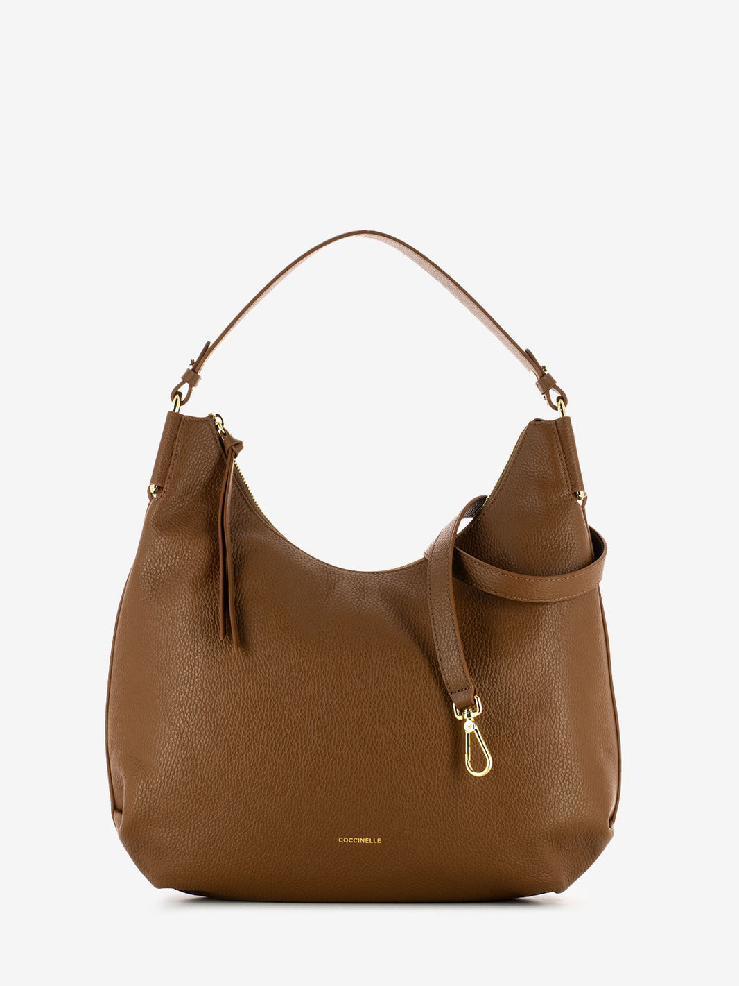 Borsa hobo in pelle martellata cognac