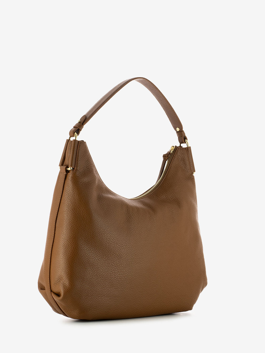 Borsa hobo in pelle martellata cognac